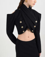 Cropped Blazer w/Golden Buttons - Image 3