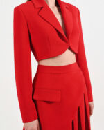 Red Cropped Blazer - Image 3