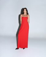 Red Maxi Dress w Open Back - Image 2