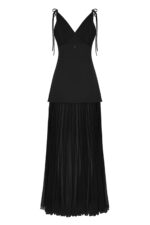 Black Maxi Dress with Pleats - Image 4