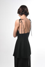 Black Maxi Dress with Pleats - Image 3