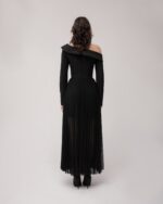 Black Off Shoulder Dress w/Pleats - Image 3