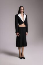 Cropped Black & White Blazer
