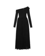 Black Off Shoulder Dress w/Pleats